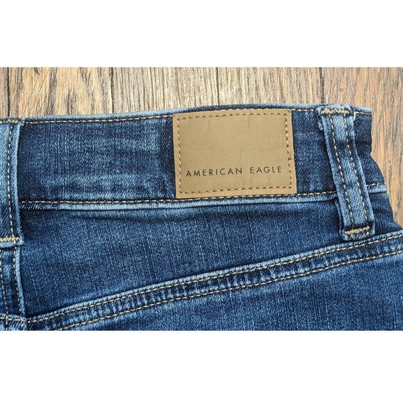 NEW American Eagle Denim Miniskirt 0 Blue Stretch High Rise Raw Edge Distressed - Picture 7 of 12